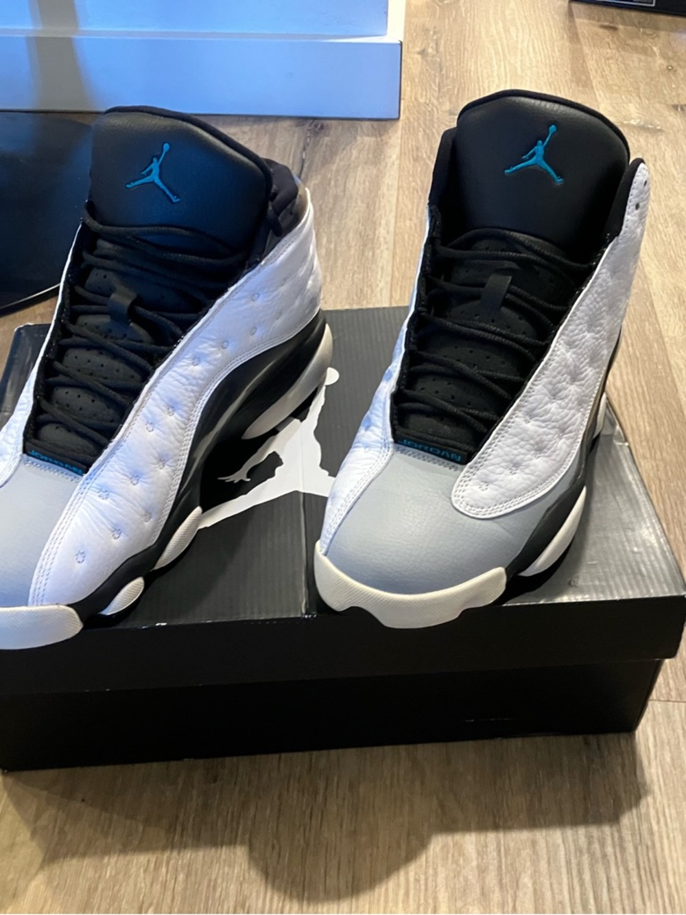 Jordan Retro 13 “Barons” Men's Sneakers - Black/White/Gray with Teal Jumpman
